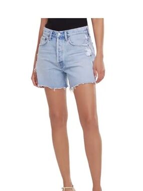 Agolde Parker Long Short in Parade Light Indigo